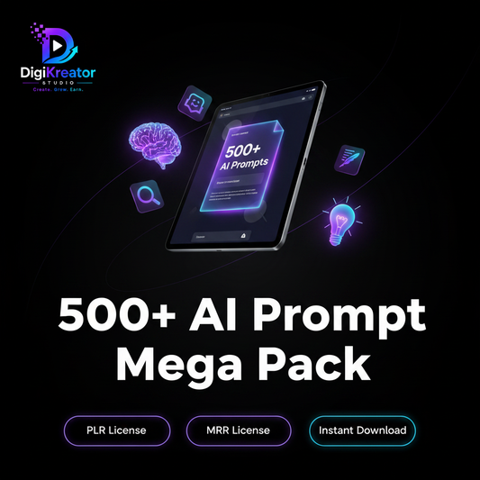 500+ AI Prompt Mega Pack - Premium Cover with Logo