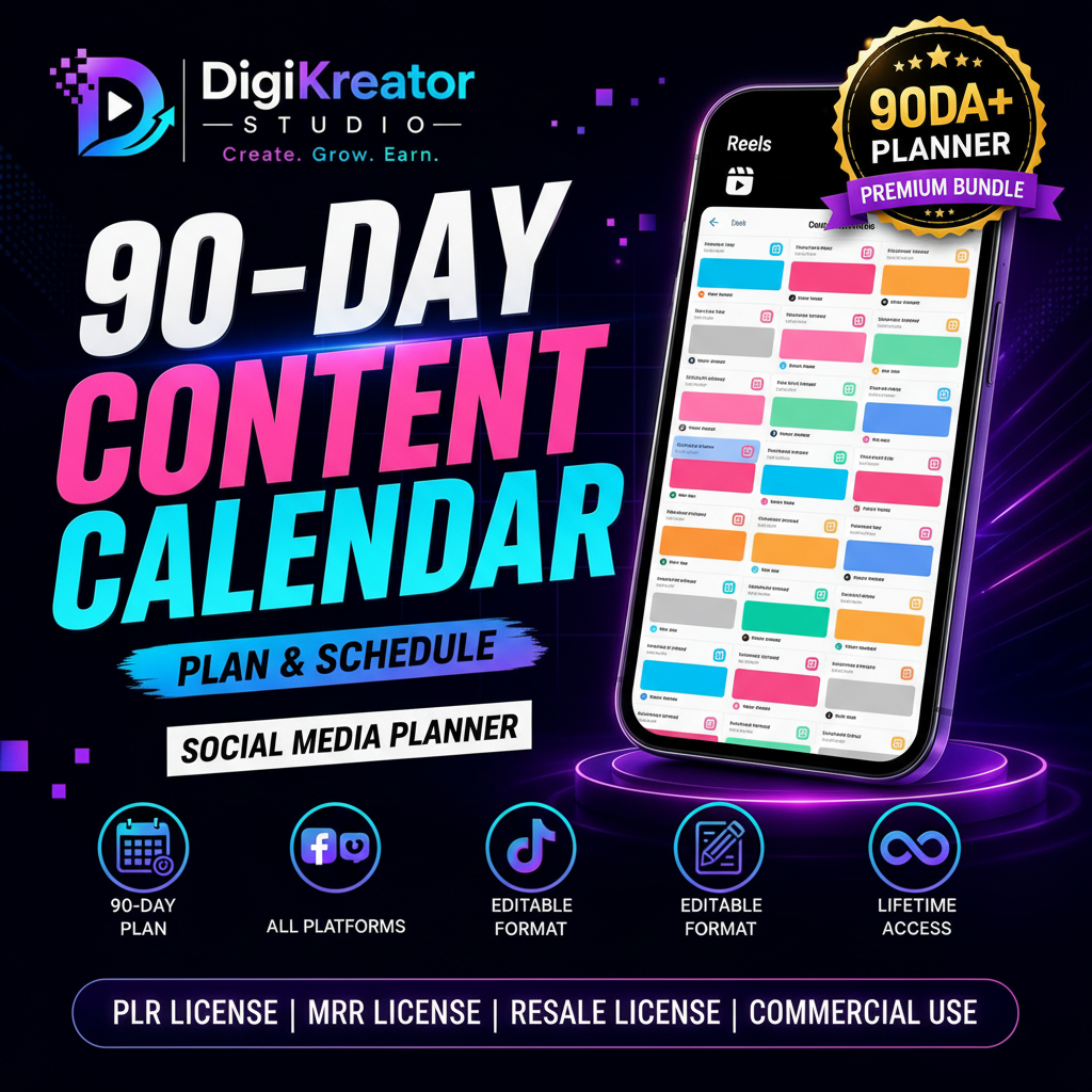 90-Day Social Media Content Calendar | Creator & Business Planner