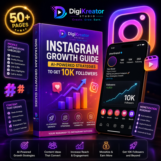 DigiKreator Studio Instagram Growth Guide digital ebook mockup